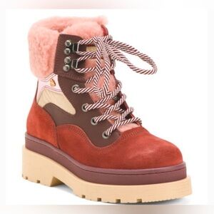 SCOTCH & SODA Made In Portugal Suede Cozy Hiker Boots burgundy Euro/37/ 6.5/7
